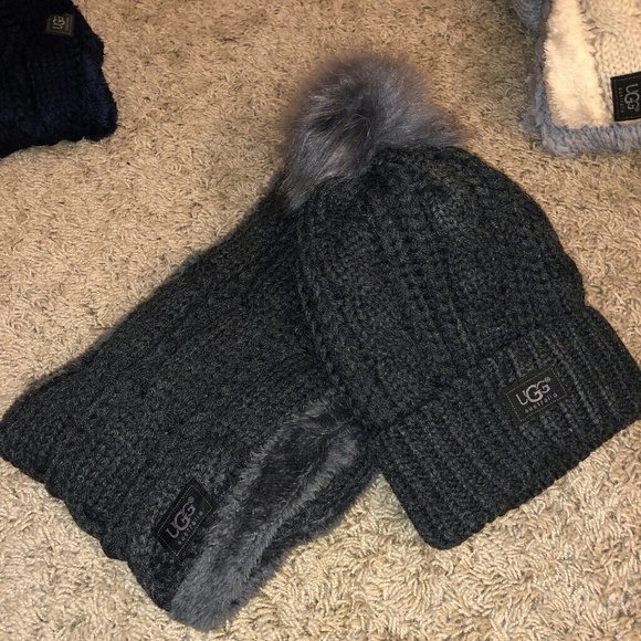 UGG Accessories - UGG dark gray hat and infinity scarf set